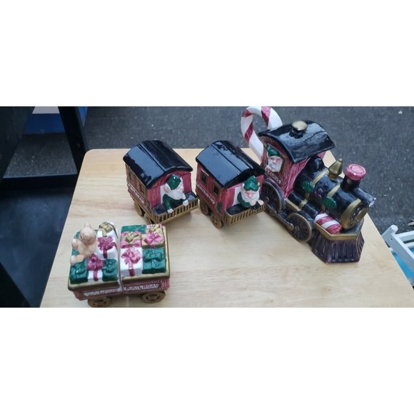 Vintage Holiday Tea set Santa Claus Holiday Express Ceramic Tea Coffee Set - Picture 1 of 12
